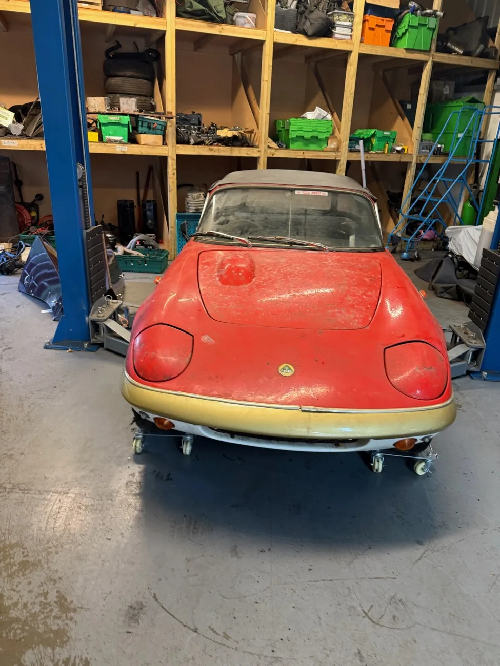 Lotus Elan in workshop at Goblin Automotive